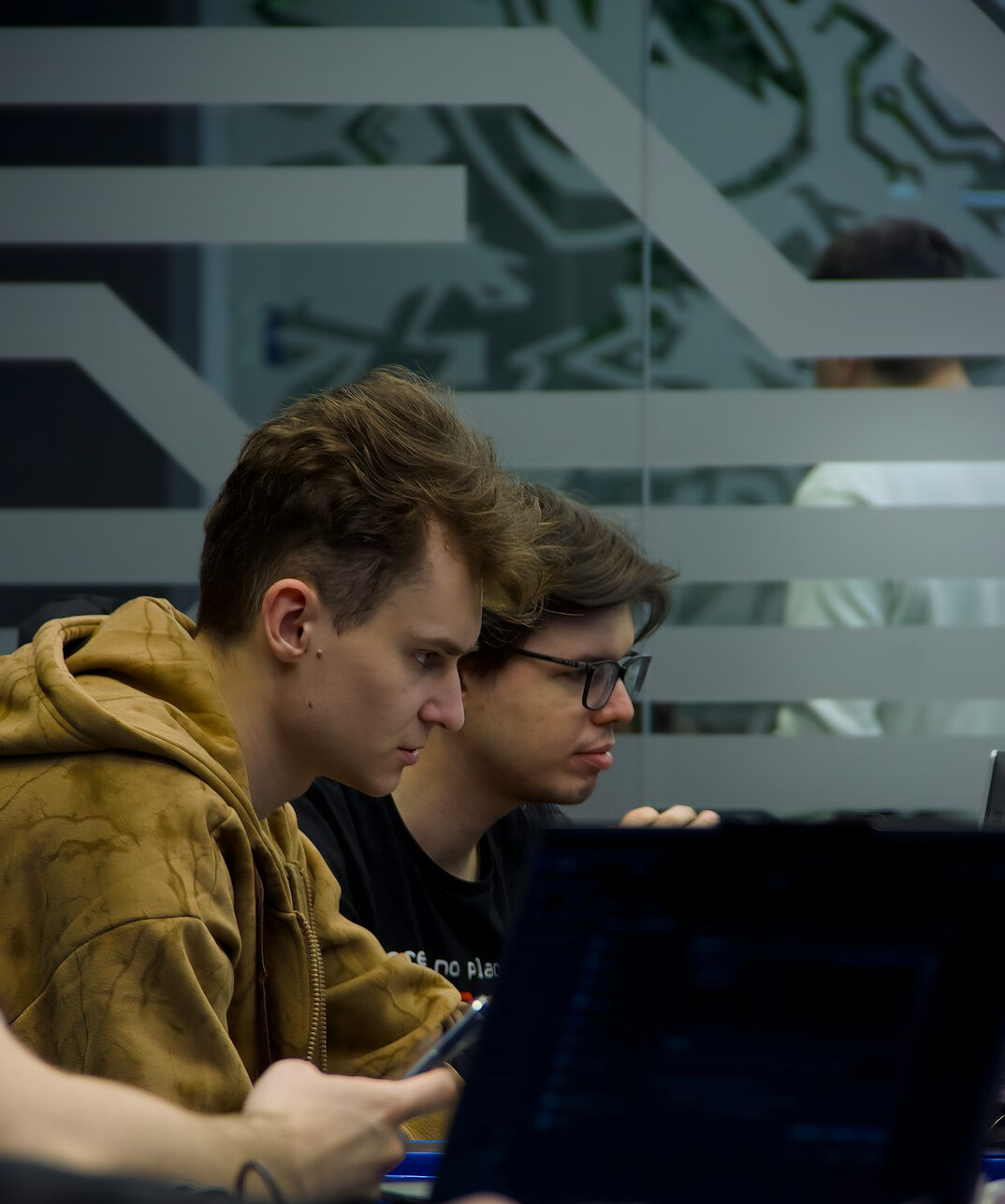 team reviewing code on screen
