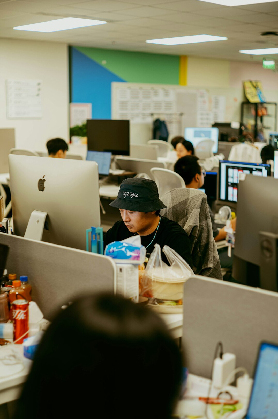 modern office workspace with computers